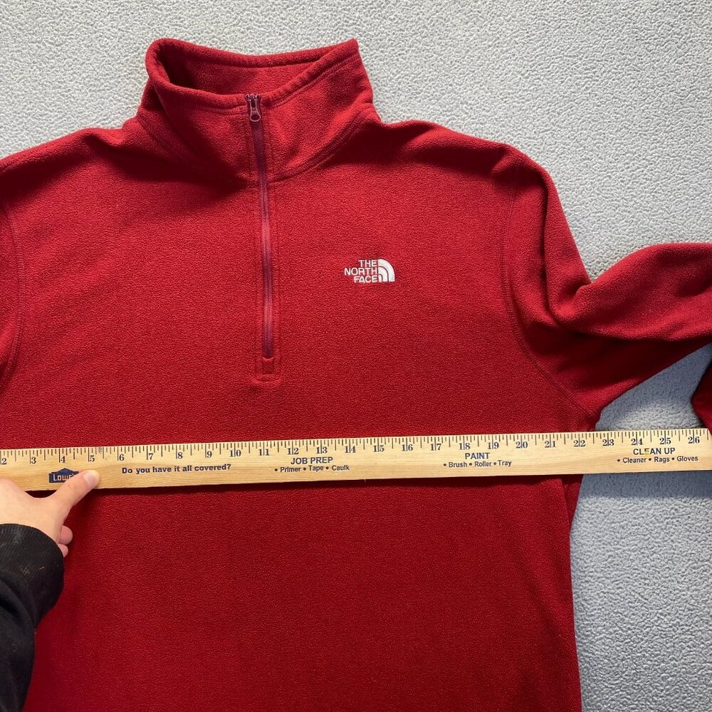 The North Face Fleece Red 1/4 Zip Mid Layer Hiking Walking Mens Sweater ,Size L - Picture 4 of 9